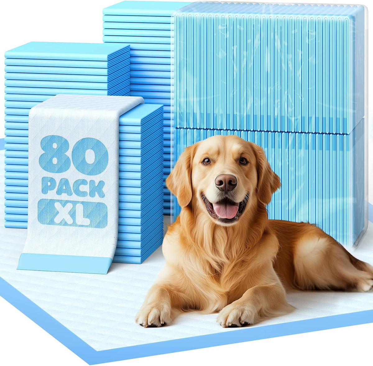 Powools Puppy Pads for Dogs, 34 x 28 in, 6-Layer, Leak-Proof, 100-Pack