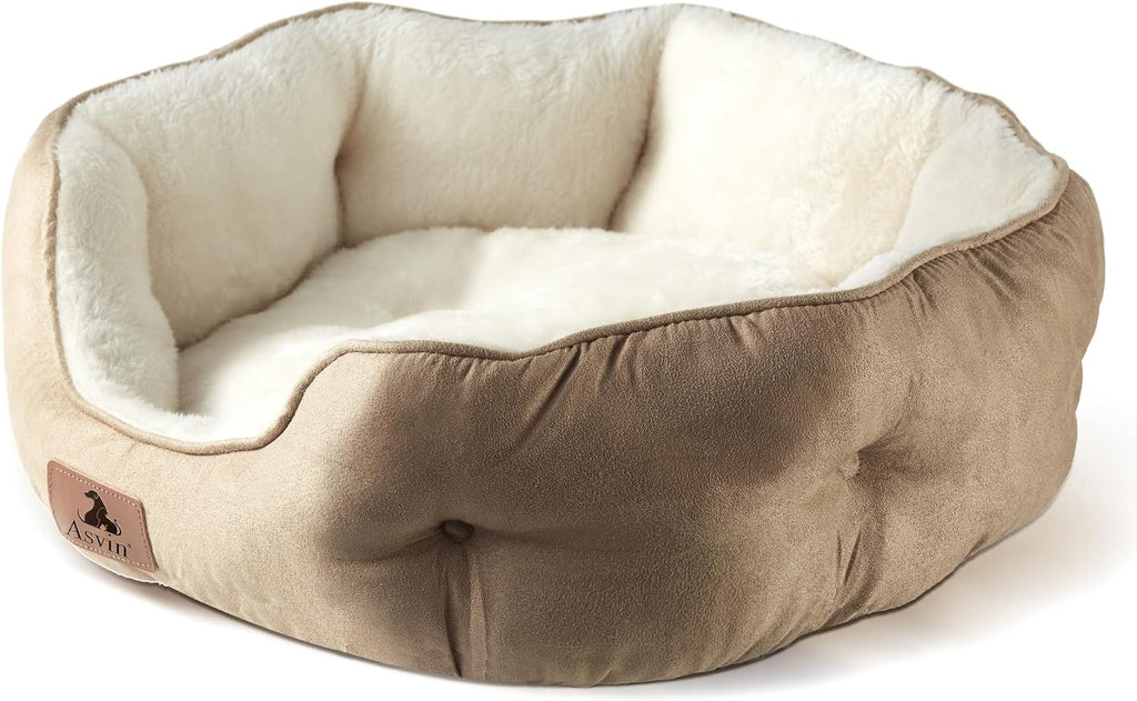 Medium Dog Bed for Medium Dogs, Cat Beds for Indoor Cats, Pet Bed for Puppy and Kitty, Extra Soft & Machine Washable with Anti-Slip & Water-Resistant Oxford Bottom, Grey, 25 inches