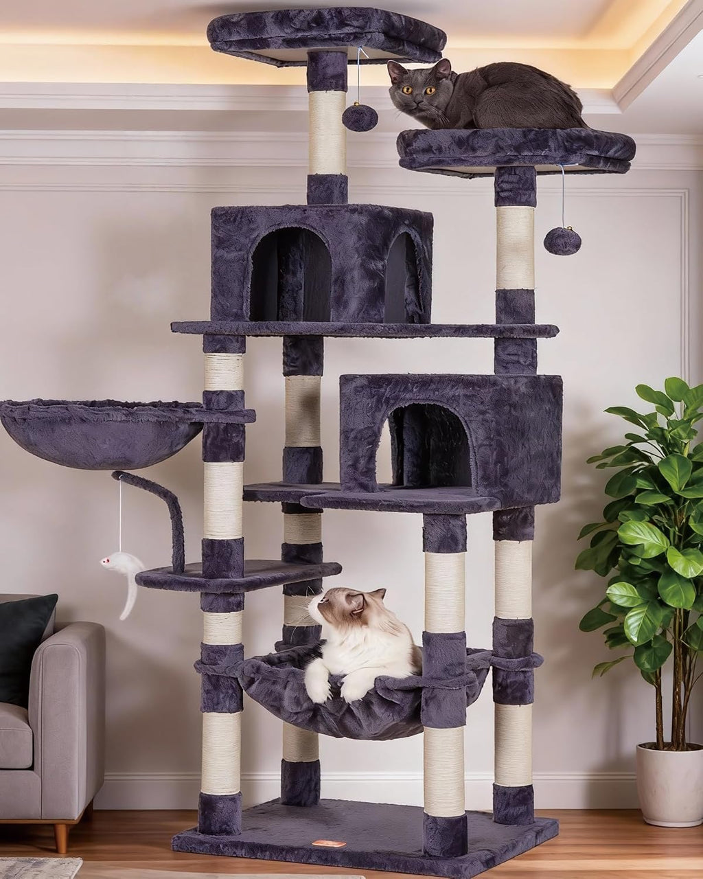 Heybly Cat Tree with Toy, 43.3 inch Cat Tower for Indoor Cats HCT004SG