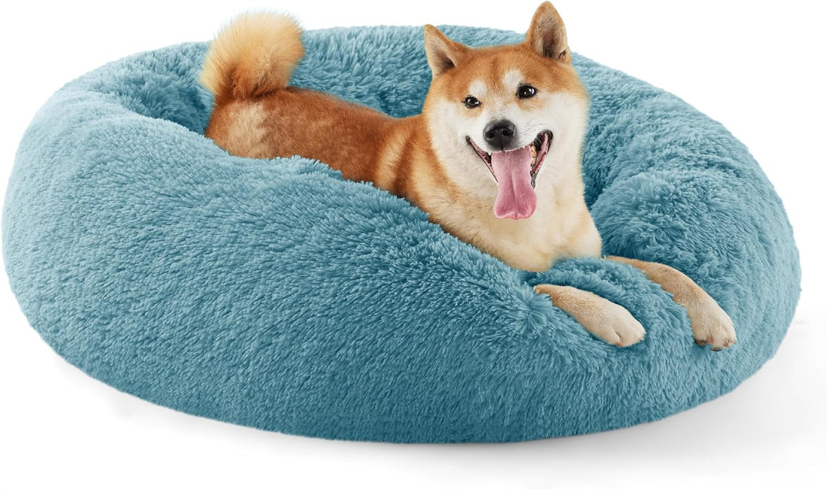 Bedsure Calming Dog Bed Medium Size Dog Donut Washable Pet Bed,30ins Camel