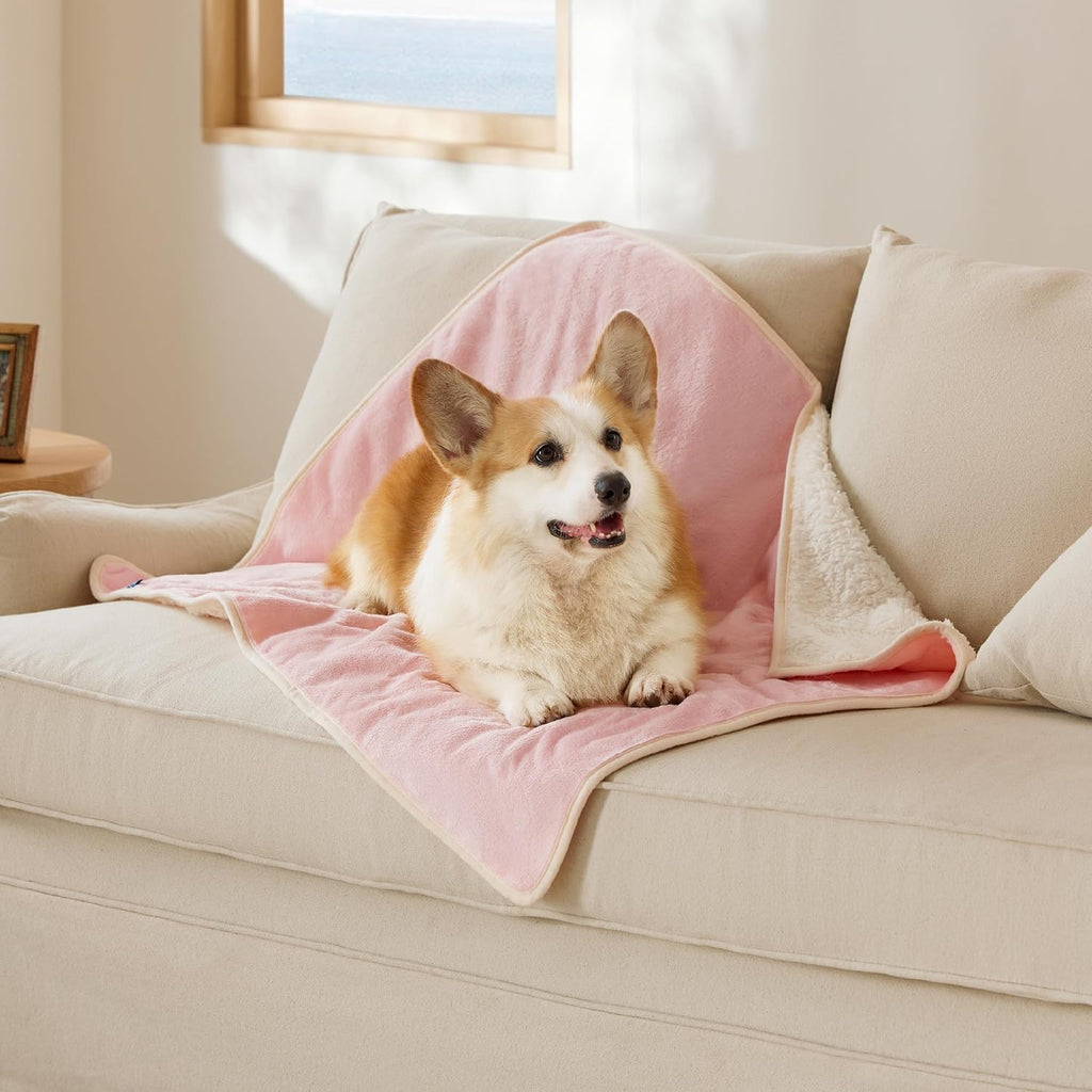 Bedsure Waterproof Dog Blankets for Large Dogs Sherpa Fleece Throw, 40X50