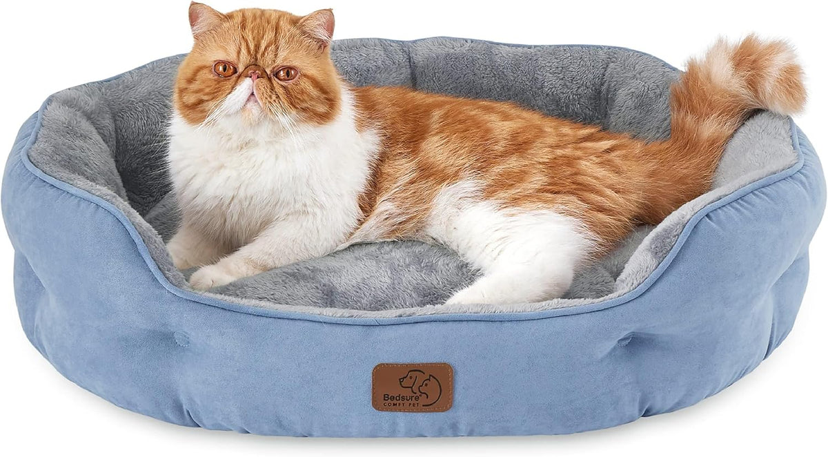 Bedsure Small Dog Bed Washable,Round Cat Beds for Indoor Cats,20in Camel