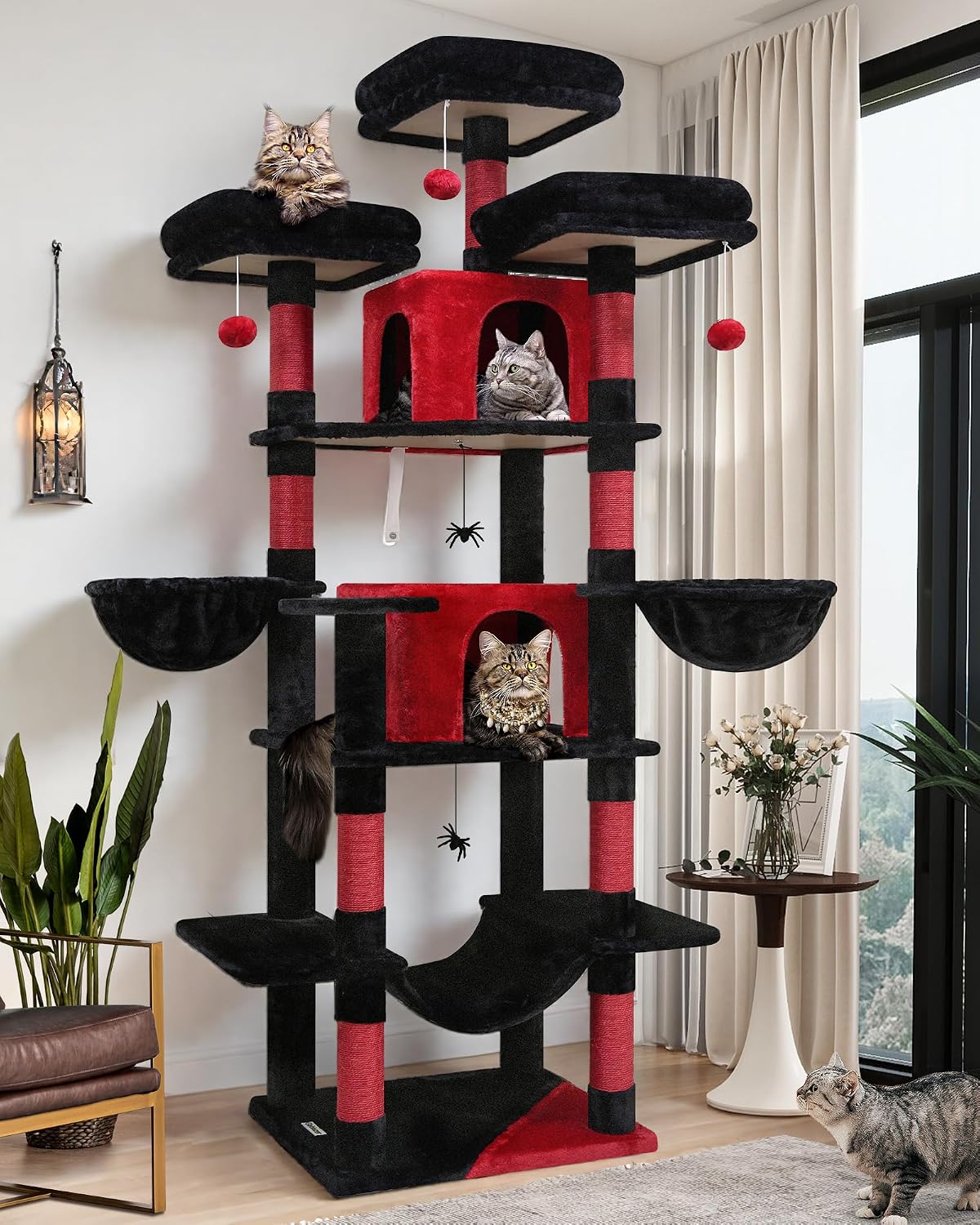 Globlazer Big XXL Cat Tower for Indoor Multiple Cats, F80, Dark Grey