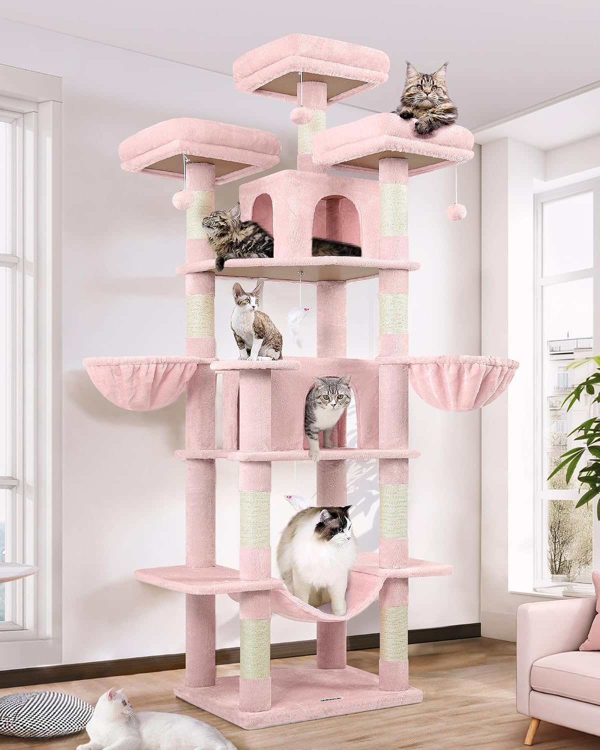 Globlazer Big XXL Cat Tower for Indoor Multiple Cats, F80, Dark Grey