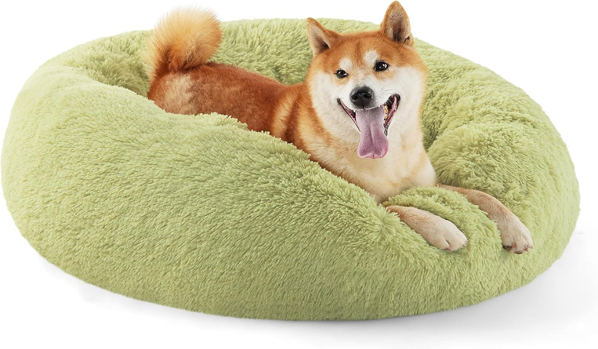Bedsure Calming Dog Bed Medium Size Dog Donut Washable Pet Bed,30ins Camel