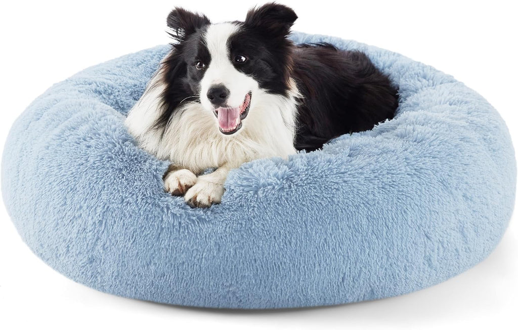 Bedsure Calming Dog Bed Medium Size Dog Donut Washable Pet Bed,30ins Camel