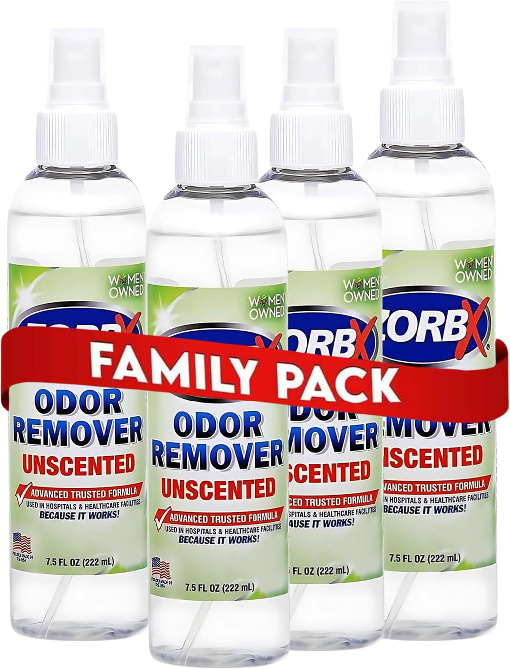ZORBX Unscented Odor Remover Spray 2 Oz 24-Pack, Bulk, Hospital-Grade