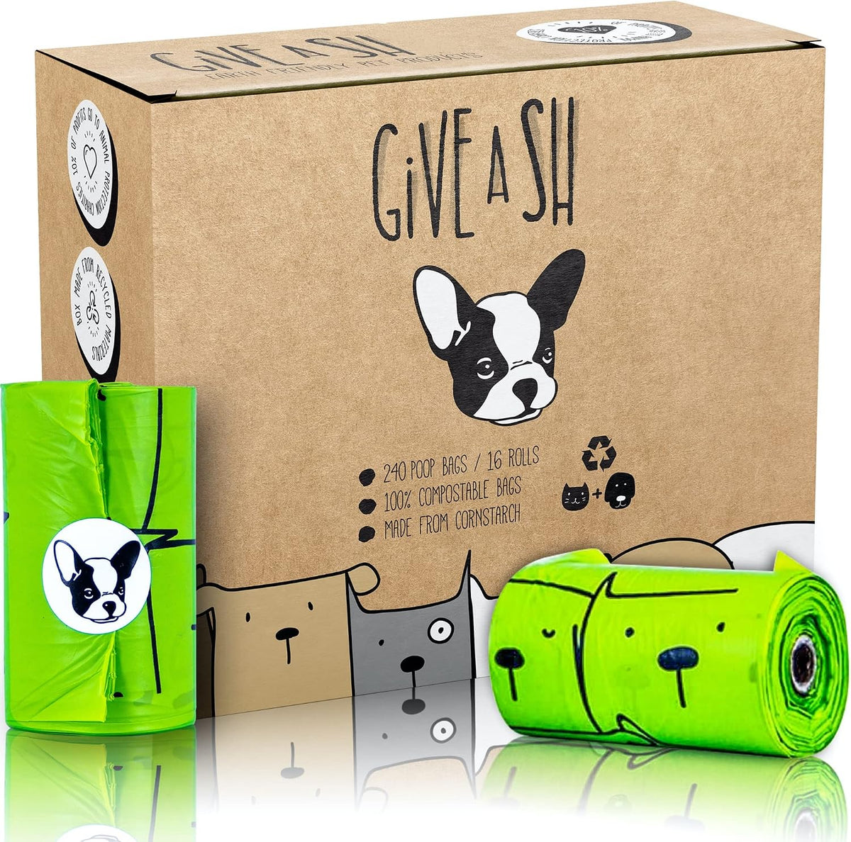Certified Home Compostable Dog Poop Bags, 240 Plant Based Bags (16 Rolls)