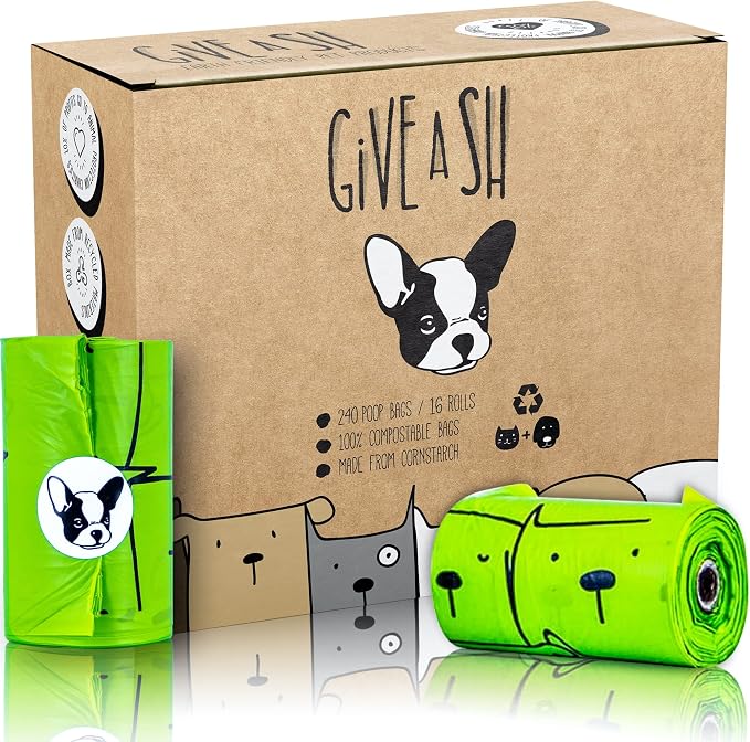 Certified Home Compostable Dog Poop Bags, 240 Plant Based Bags (16 Rolls)