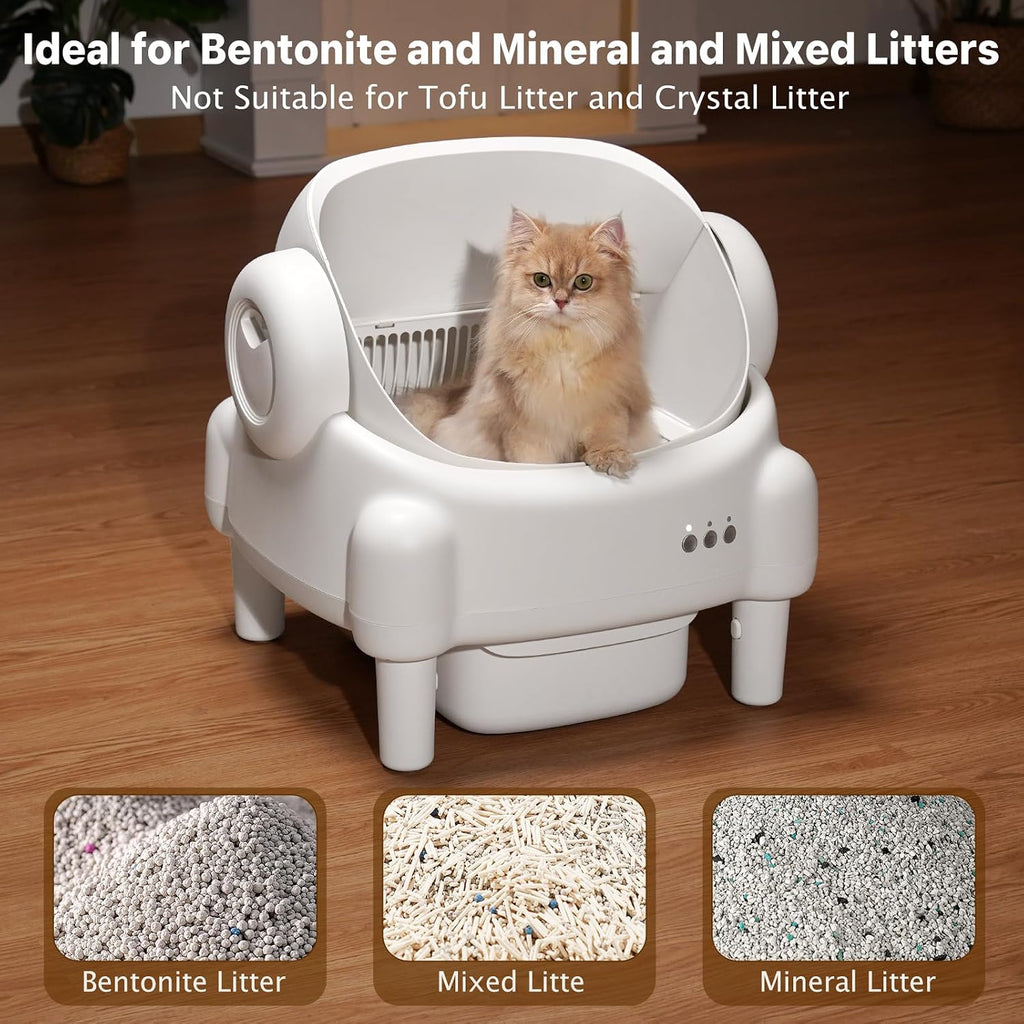 Paruuntys Automatic Litter Box,Safety Sensor,App Control,Open-top Design