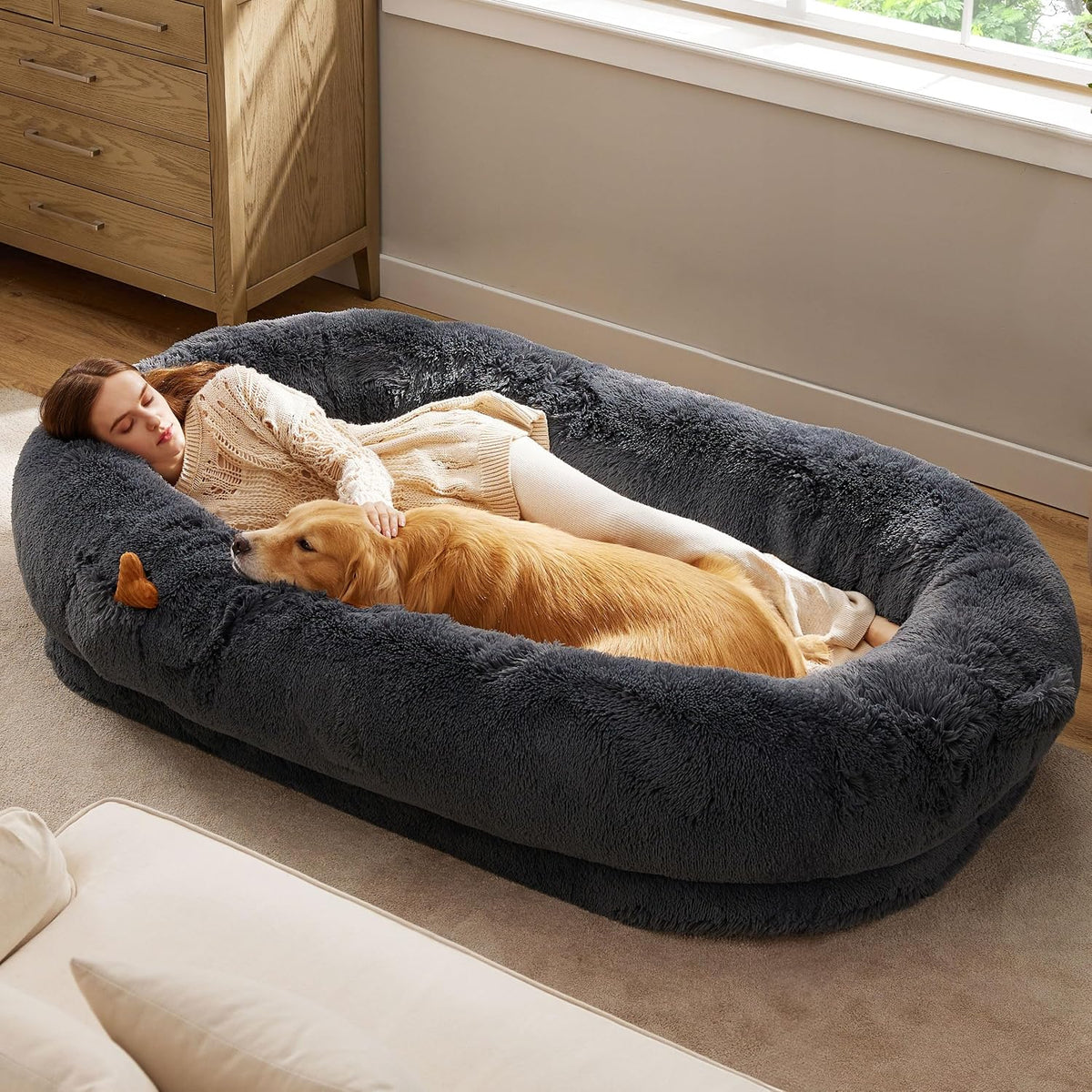 Bedsure Calming Dog Bed Medium Size Dog Donut Washable Pet Bed,30ins Camel