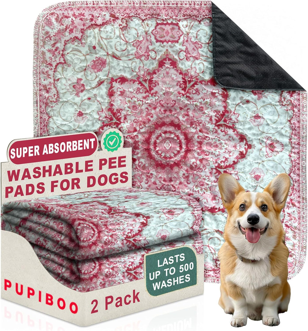 PUPIBOO Washable Pee Pads for Dogs and Cats - Super Absorbent Reusable Puppy Training Pads - 100% Waterproof, Leak-Proof & Non-Slip Whelping Pads for Pet Housebreaking
