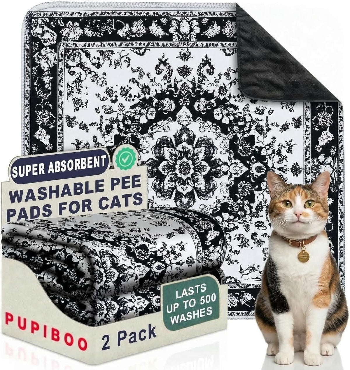 PUPIBOO Washable Pee Pads for Dogs and Cats - Super Absorbent Reusable Puppy Training Pads - 100% Waterproof, Leak-Proof & Non-Slip Whelping Pads for Pet Housebreaking
