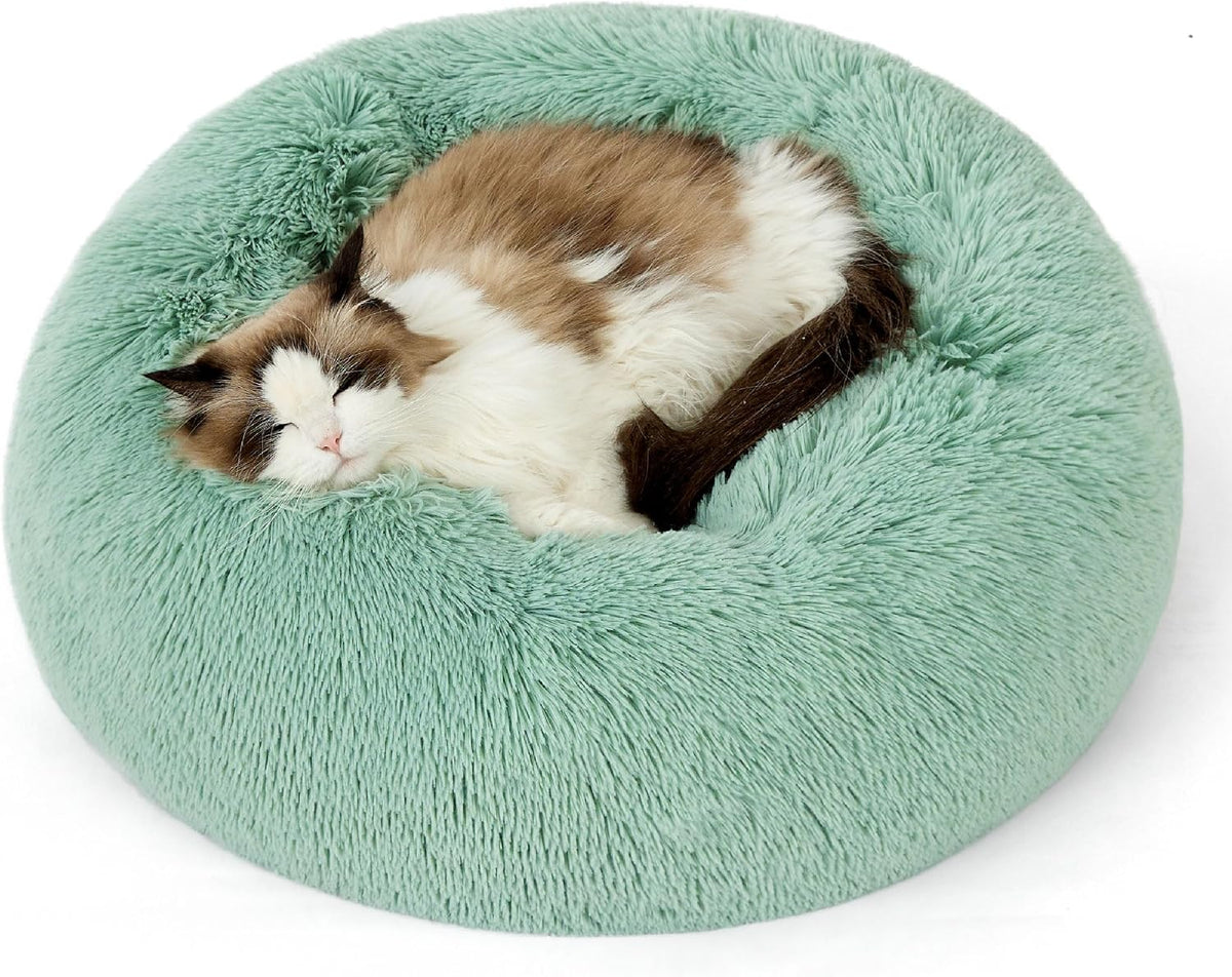 Bedsure Calming Dog Bed Medium Size Dog Donut Washable Pet Bed,30ins Camel