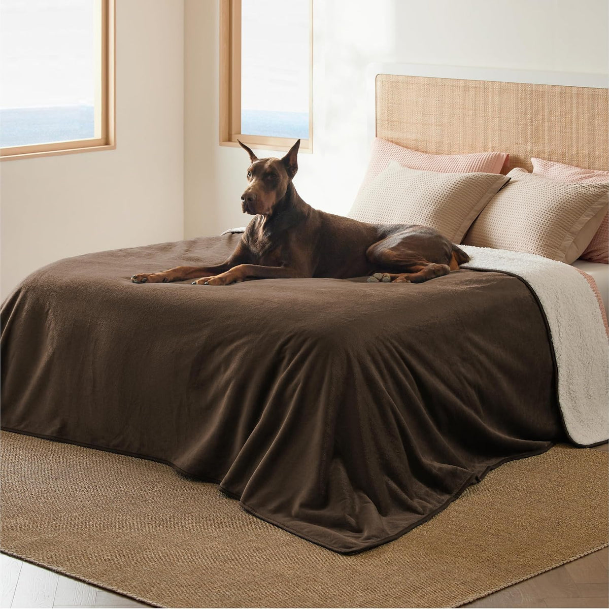 Bedsure Waterproof Dog Blankets for Large Dogs Sherpa Fleece Throw, 40X50