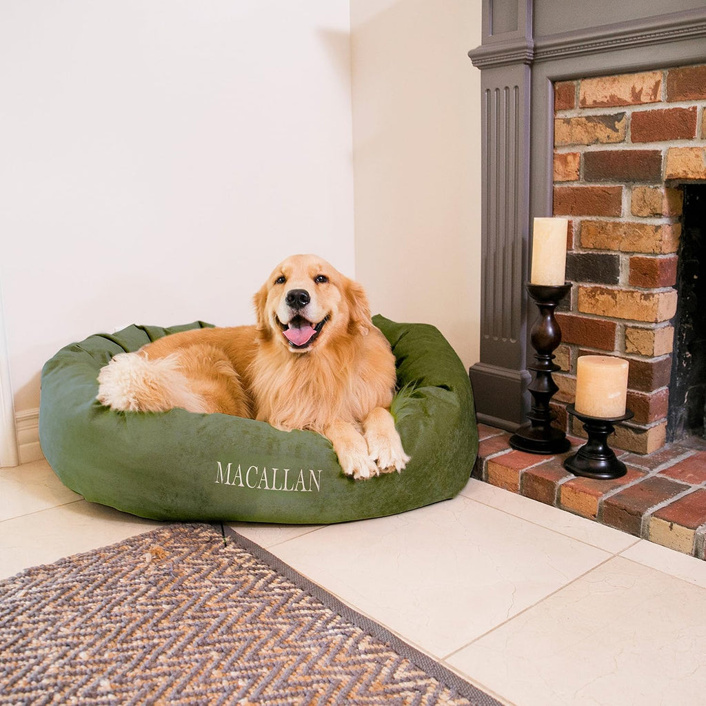 Majestic Pet Personalized Shredded Memory Foam Mix Calming Donut Dog Bed - 52 Inch, Washable & Soft, with Spine Support - Fluffy, Orange