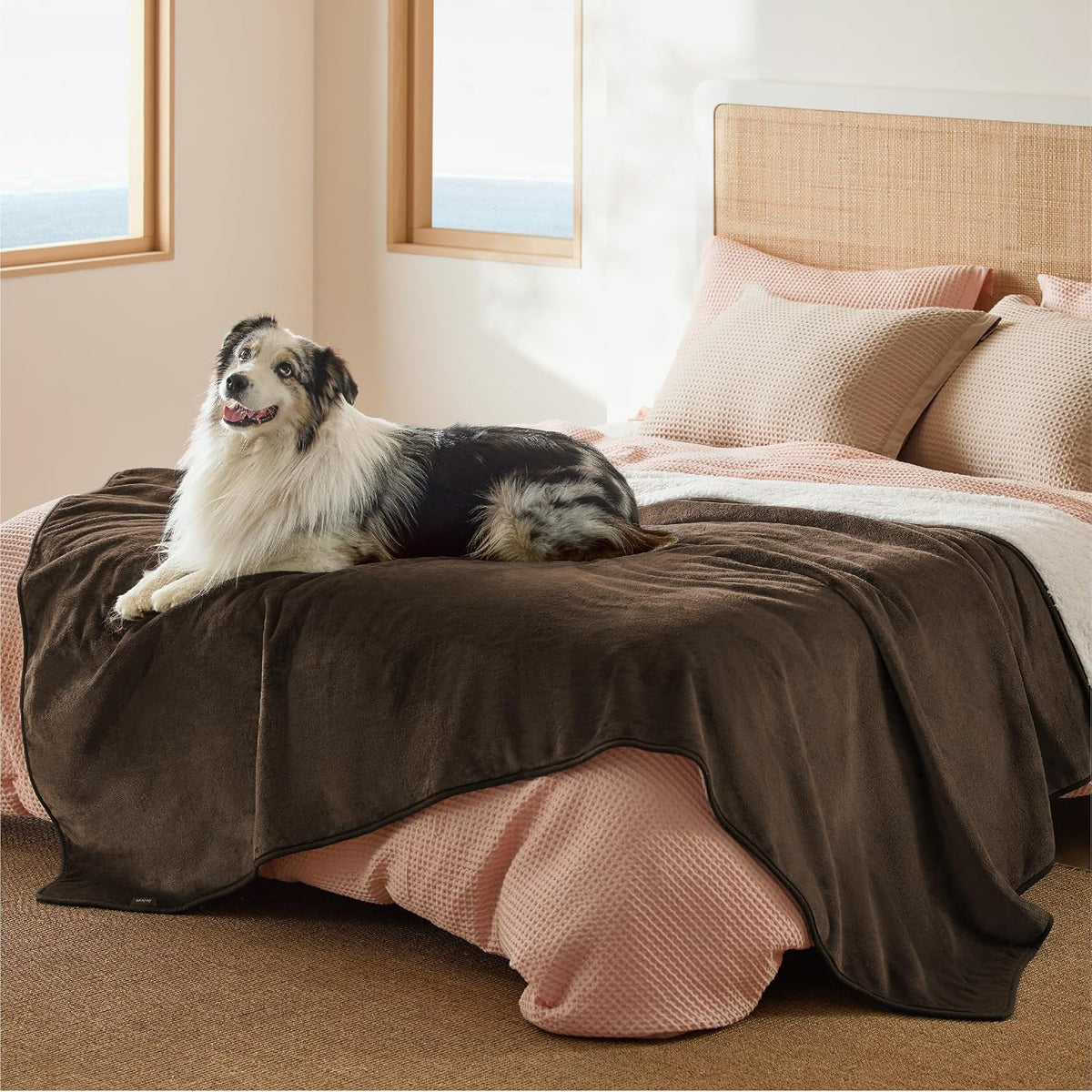 Bedsure Waterproof Dog Blankets for Large Dogs Sherpa Fleece Throw, 40X50