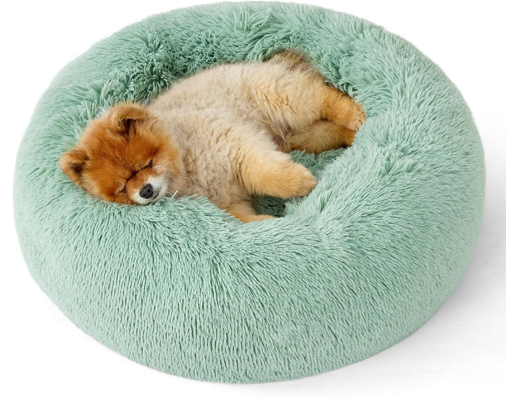 Bedsure Calming Dog Bed Medium Size Dog Donut Washable Pet Bed,30ins Camel