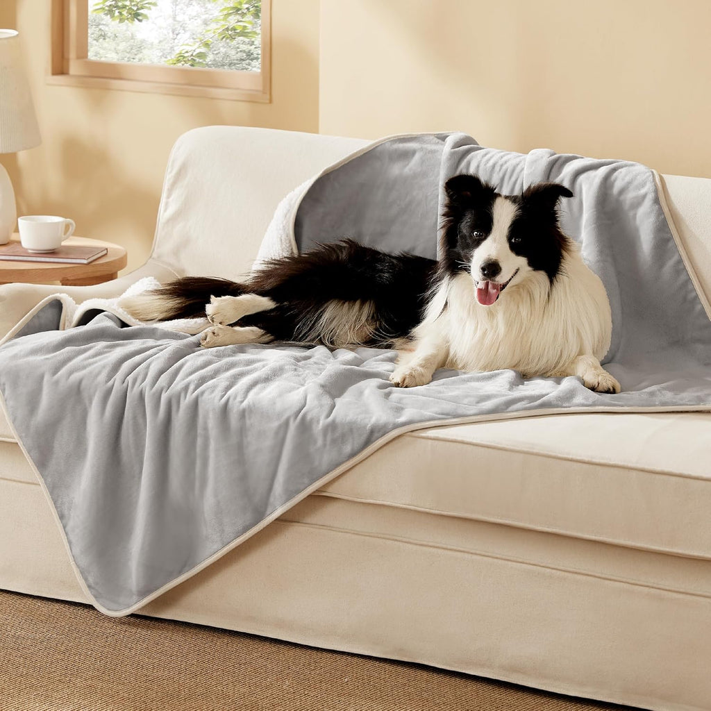 Bedsure Waterproof Dog Blankets for Large Dogs Sherpa Fleece Throw, 40X50