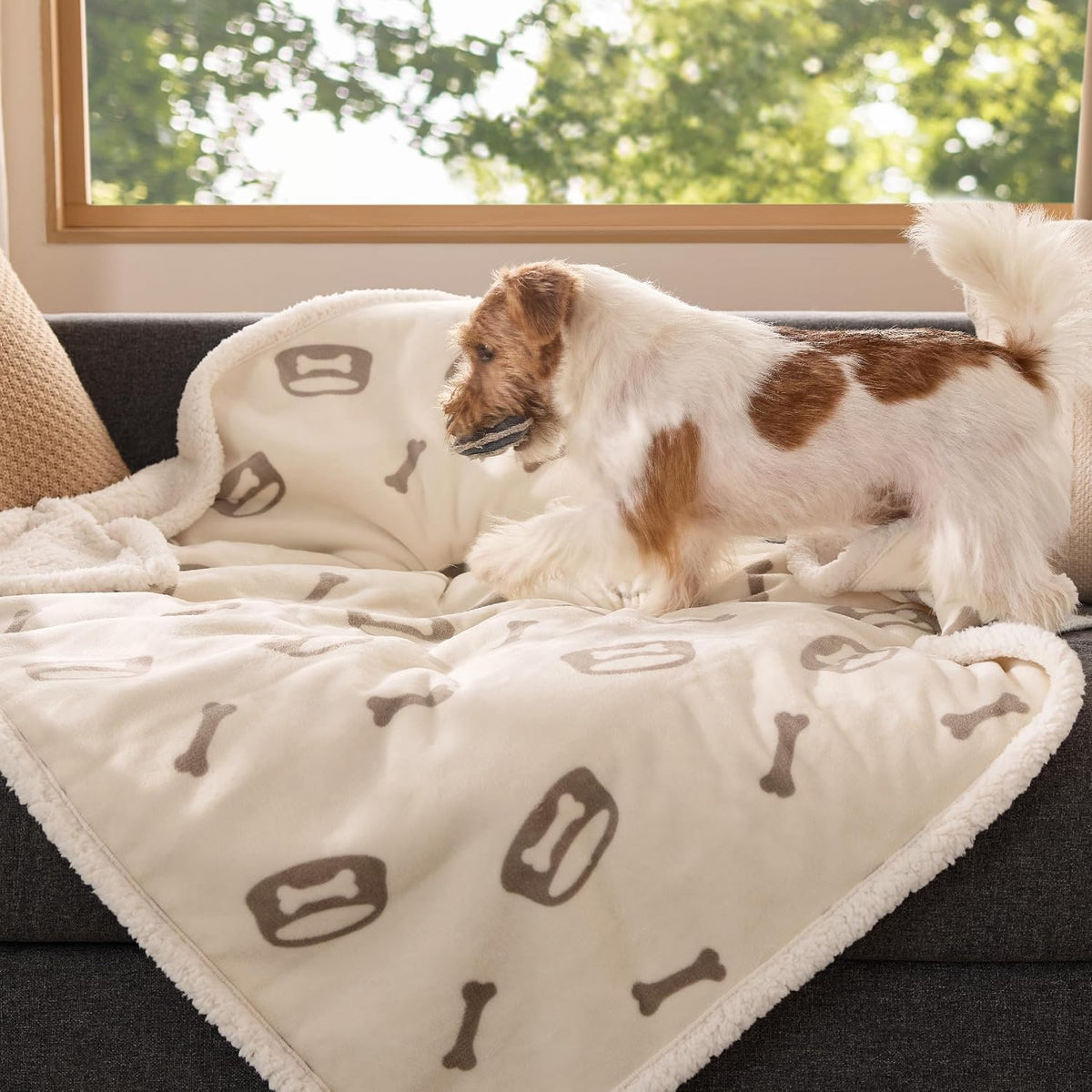 Bedsure Waterproof Dog Blankets for Large Dogs Sherpa Fleece Throw, 40X50