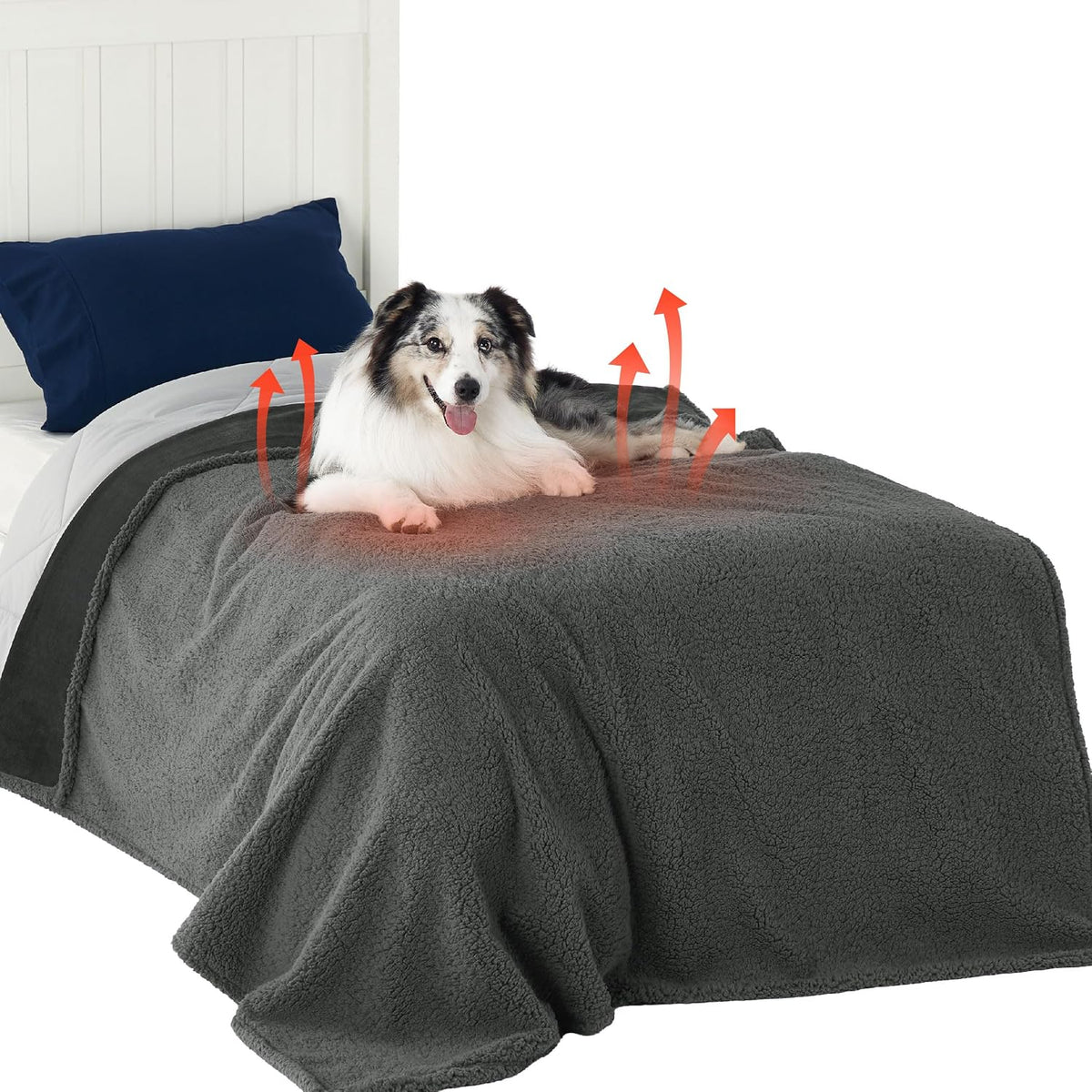 Bedsure Waterproof Dog Blankets for Large Dogs Sherpa Fleece Throw, 40X50