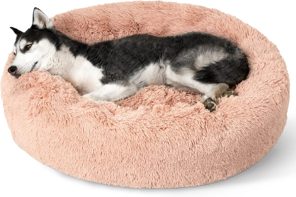 Bedsure Calming Dog Bed Medium Size Dog Donut Washable Pet Bed,30ins Camel