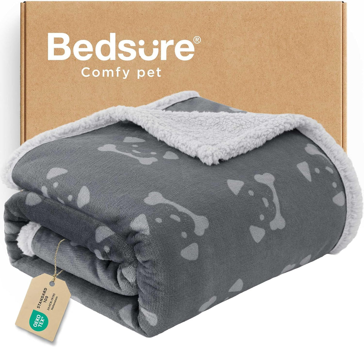 Bedsure Waterproof Dog Blankets for Large Dogs Sherpa Fleece Throw, 40X50
