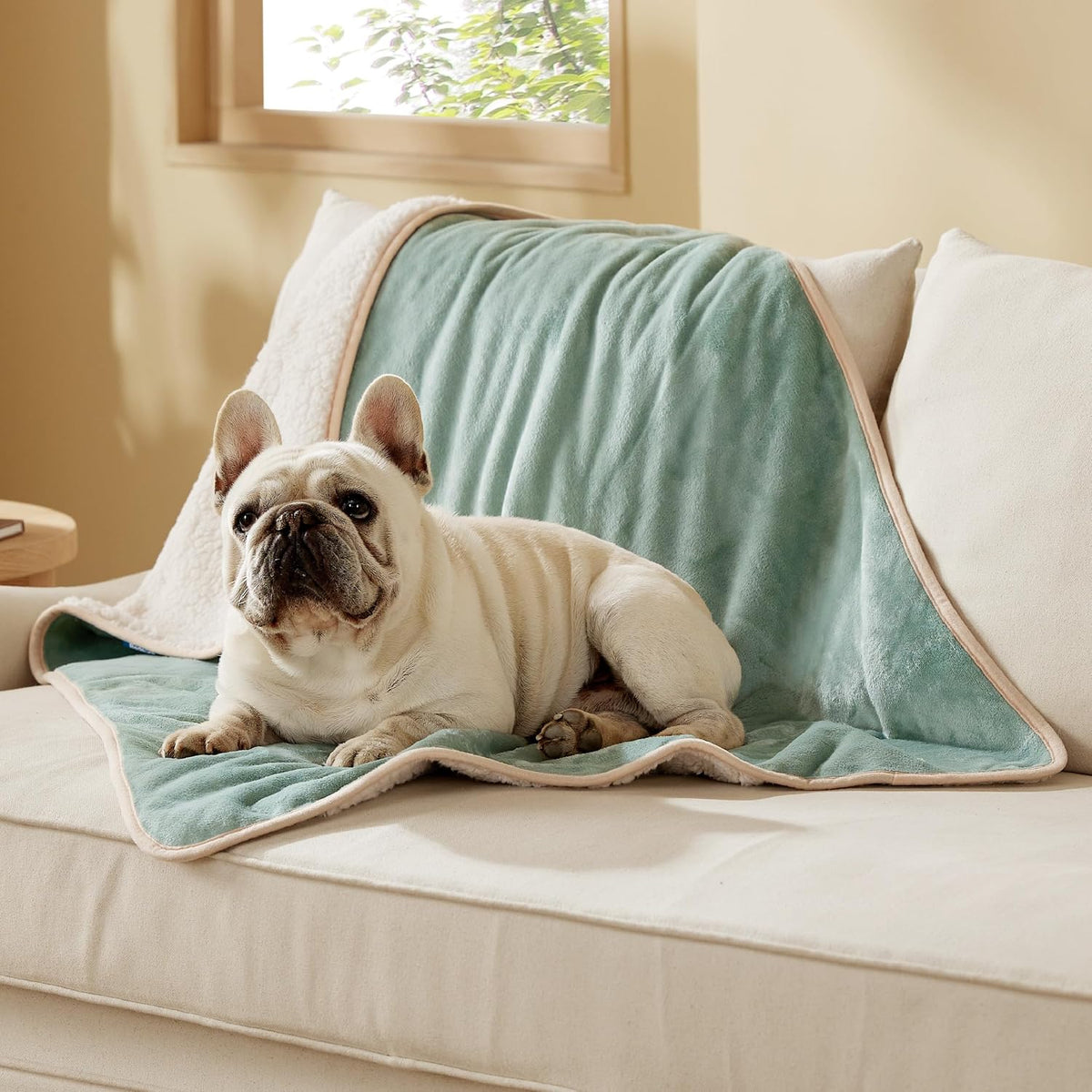 Bedsure Waterproof Dog Blankets for Large Dogs Sherpa Fleece Throw, 40X50