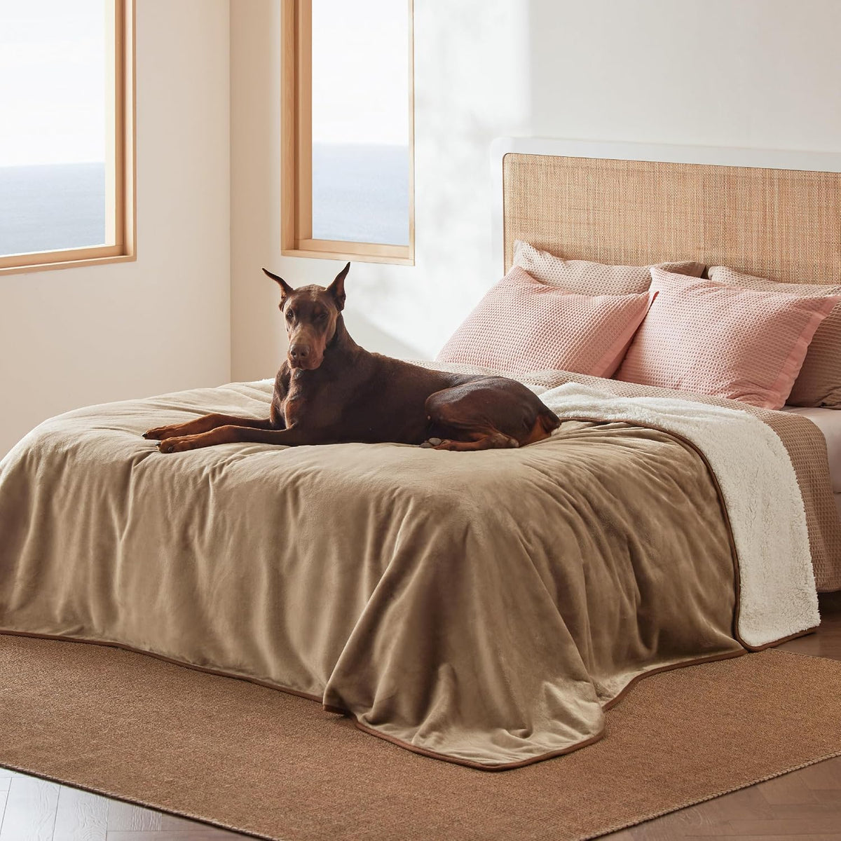 Bedsure Waterproof Dog Blankets for Large Dogs Sherpa Fleece Throw, 40X50