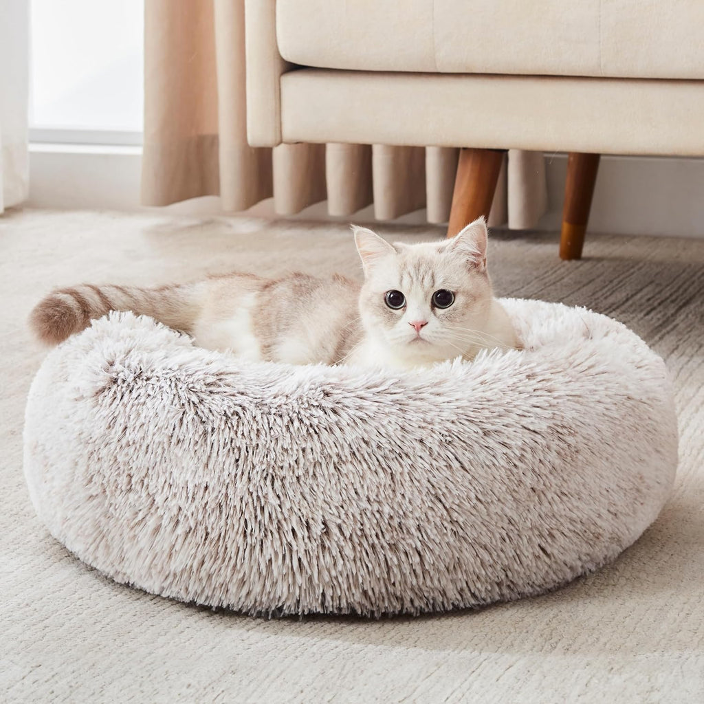 Calming Dog Bed & Cat Bed Washable Puppy Bed,24" Light Grey