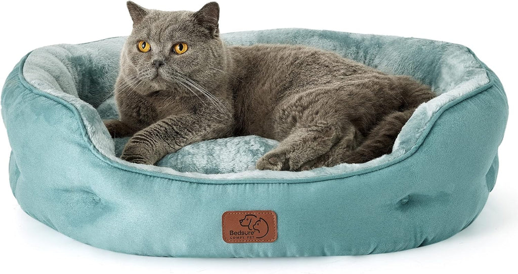 Bedsure Small Dog Bed Washable,Round Cat Beds for Indoor Cats,20in Camel