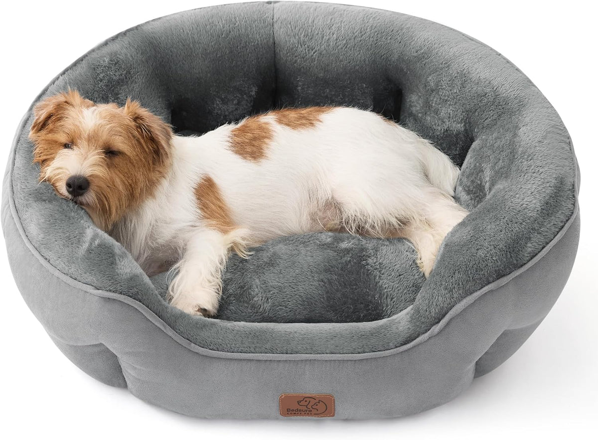 Bedsure Small Dog Bed Washable,Round Cat Beds for Indoor Cats,20in Camel